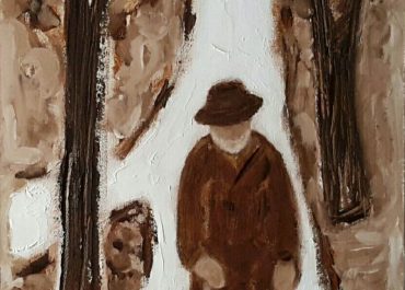 Composition with and old man in the park 75x50